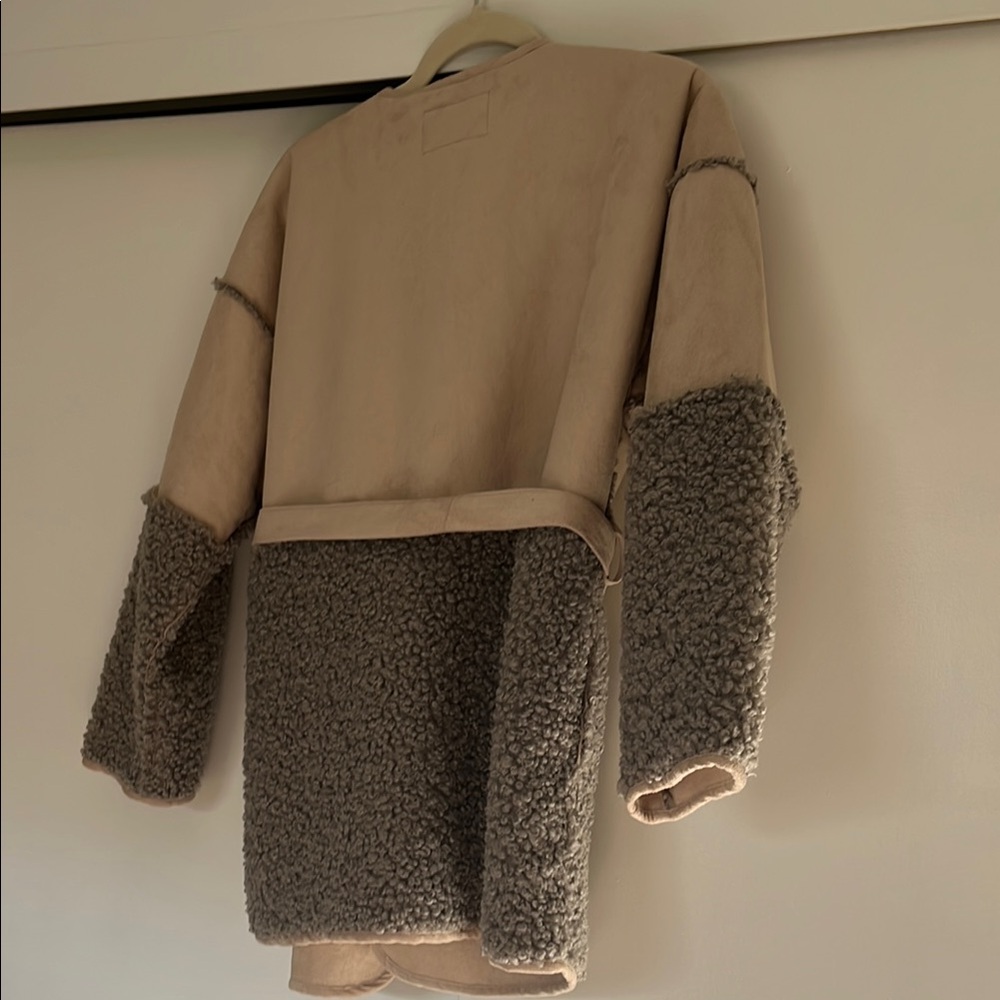 Lucky Brand Tan and Gray Teddy Jacket - Picture 5 of 9